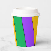マルディグラストライプスのパターン紫緑黄パパニコロウ 紙コップ (裏面)