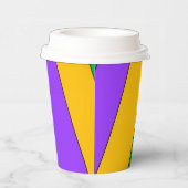 マルディグラストライプスのパターン紫緑黄パパニコロウ 紙コップ (右)
