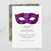 マルディグラストロピカルパープルジェムストーン誕生日パーティー 招待状 (正面/裏面)