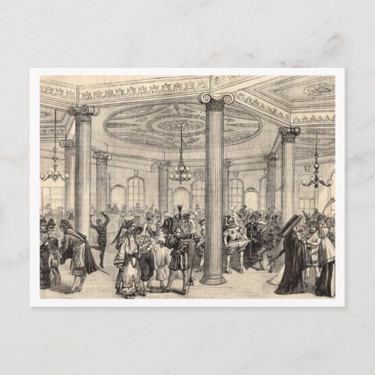 マルディグラスニューオーリンズヒストリック1878スケッチ ポストカード (正面)