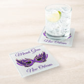 マルディグラスニューオーリンズマスク ガラスコースター (アングル)