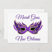 マルディグラスニューオーリンズマスク ポストカード (正面/裏面)