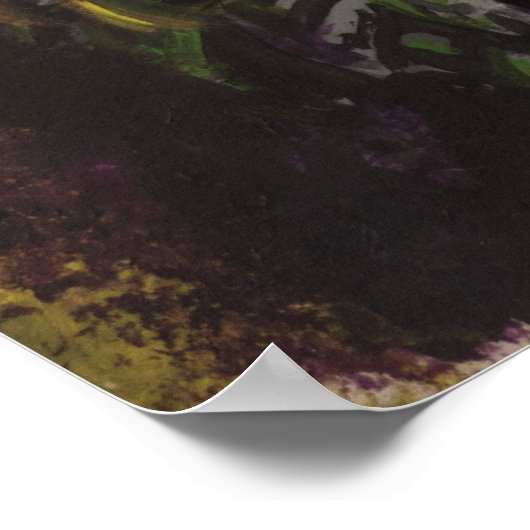 マルディグラスハイプノティック猫シュルレアポップ・アートのリズム ポスター (角)