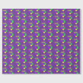 マルディグラスハートパターンパープル ラッピングペーパー (フラット)