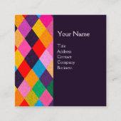 マルディグラスハーレキンパタカラフルンロンビ スクエア名刺 (正面)