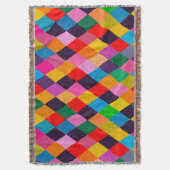 マルディグラスハーレキンパタカラフルンロンビ スローブランケット (正面縦)