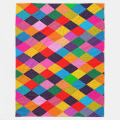 マルディグラスハーレキンパタカラフルンロンビ フリースブランケット (正面)