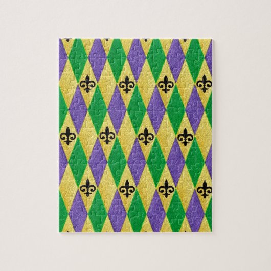 マルディグラスハーレキン(紋章の)フラ・ダ・リ ジグソーパズル (縦)