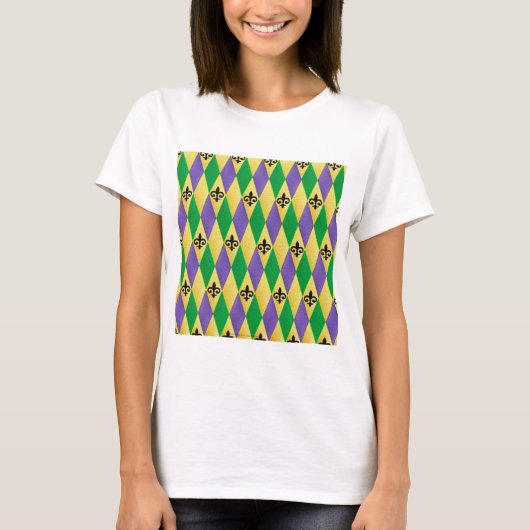 マルディグラスハーレキン(紋章の)フラ・ダ・リ Tシャツ (正面)