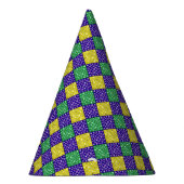 マルディグラスハーレクインダイヤモンドカーニバルパターン パーティーハット (右)