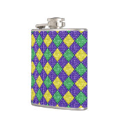 マルディグラスハーレクインダイヤモンドカーニバルパターン フラスク (左)