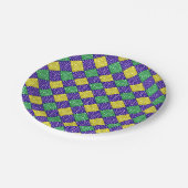 マルディグラスハーレクインダイヤモンドカーニバルパターン ペーパープレート (アングル)