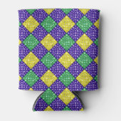 マルディグラスハーレクインダイヤモンドカーニバルパターン 缶クーラー (正面)