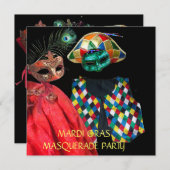 マルディグラスハーレクイン仮装パーティー 招待状 (正面/裏面)