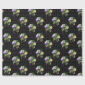 マルディグラスバルーングリーンパープル金ゴールド黄 ラッピングペーパー (フラット)