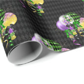 マルディグラスバルーングリーンパープル金ゴールド黄 ラッピングペーパー (ロールコーナー)