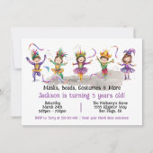 マルディグラスバースデーパーティースコスチュームキッズ招待状 招待状 (正面)