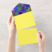 マルディグラスパターン オールインワン招待状 (貼ってはがせる)