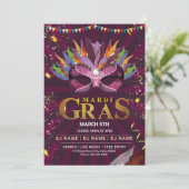 マルディグラスパーティの招待状フライヤー 招待状 (スタンド正面)