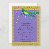 マルディグラスパーティの招待状 招待状 (正面/裏面)