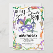 マルディグラスパーティの招待状 招待状 (正面)