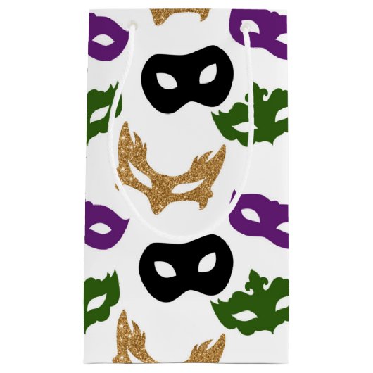 マルディグラスパーティーカラフルカーニバルマスクNOLA スモールペーパーバッグ (正面)