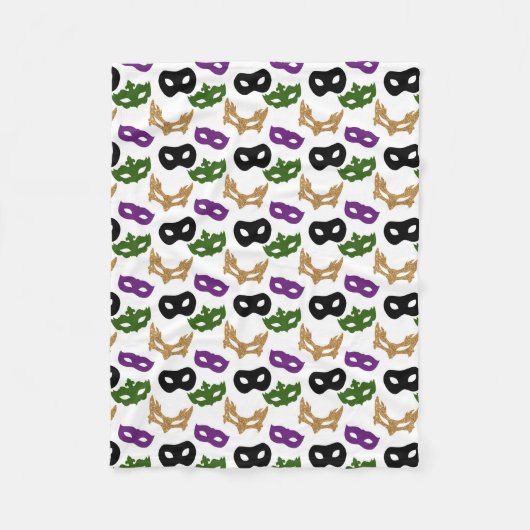 マルディグラスパーティーカラフルカーニバルマスクNOLA フリースブランケット (正面)