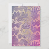 マルディグラスパーティーパープル金ゴールドマスクシルバーハレキン 招待状 (裏面)