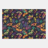 マルディグラスパーティーマスク羽カラフル贈り ラッピングペーパーシート (正面3)