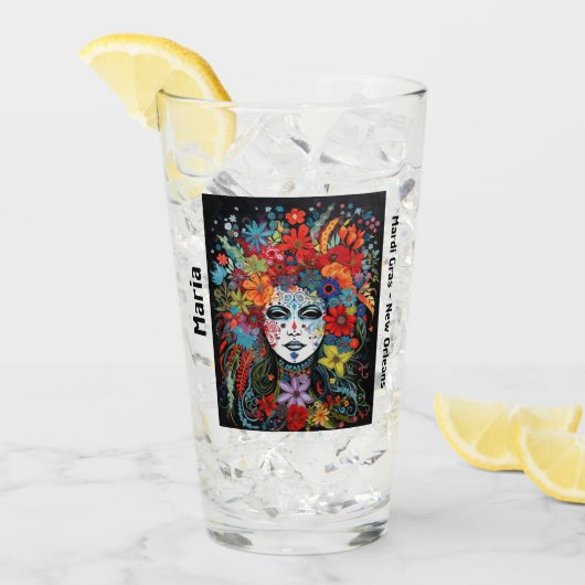 マルディグラスパーティーマスク&ヘアドレス名パーティー タンブラーグラス (アイス正面)