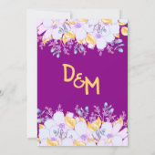 マルディグラスパープルと金ゴールド |ソフトパープルフローラ セーブザデート (裏面)