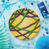 マルディグラスパープルアンドグリーンビーズ ペーパープレート (パーティー)