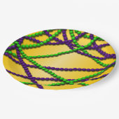 マルディグラスパープルアンドグリーンビーズ ペーパープレート (アングル)