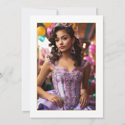 マルディグラスパープルアンドホットピンクフローラキンセアニラ 招待状 (裏面)