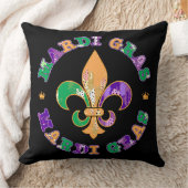 マルディグラスパープルイエローグリーン クッション (ブランケット)