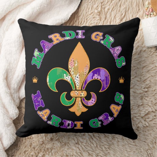 マルディグラスパープルイエローグリーン クッション (ブランケット)