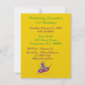 マルディグラスパープルマスクバースデーパーティーおもしろい 招待状 (裏面)