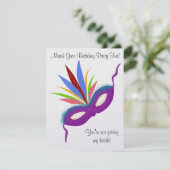 マルディグラスパープルマスクバースデーパーティーおもしろい 招待状 (スタンド正面)