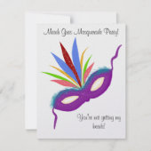 マルディグラスパープルマスクマスカレードボール 招待状 (正面)