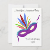 マルディグラスパープルマスクマスカレードボール 招待状 (正面)