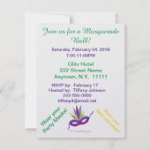 マルディグラスパープルマスクマスカレードボール 招待状 (裏面)