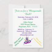 マルディグラスパープルマスクマスカレードボール 招待状 (裏面)