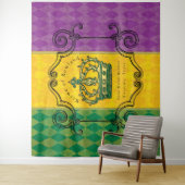 マルディグラスパープル金ゴールドグリーンクラウンファミリーネームタップ タペストリー (インサイチュ)