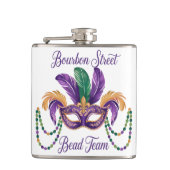 マルディグラスビニール包まれたステンレススチールフラスコ フラスク (正面)