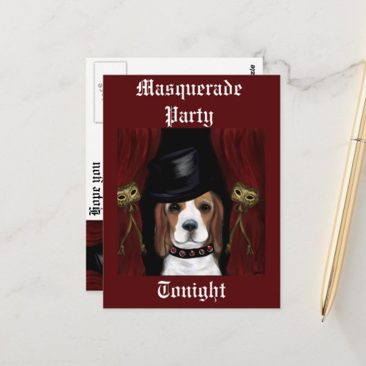 マルディグラスビーグル ポストカード (正面/裏面インサイチュ)