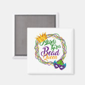 マルディグラスビーズクイーンディット火曜日カーニバル マグネット (正面/裏面)
