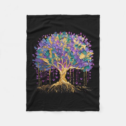 マルディグラスビーズツリーカーニバルニューオーリンズ2025 フリースブランケット (正面)