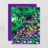 マルディグラスビーズ投げカスタマイズパーティの招待状 招待状 (正面/裏面)