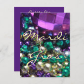 マルディグラスビーズ投げカスタム招待状カード 招待状 (正面/裏面)