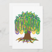 マルディグラスビーズ – ツリーカーニバル 招待状 (正面/裏面)